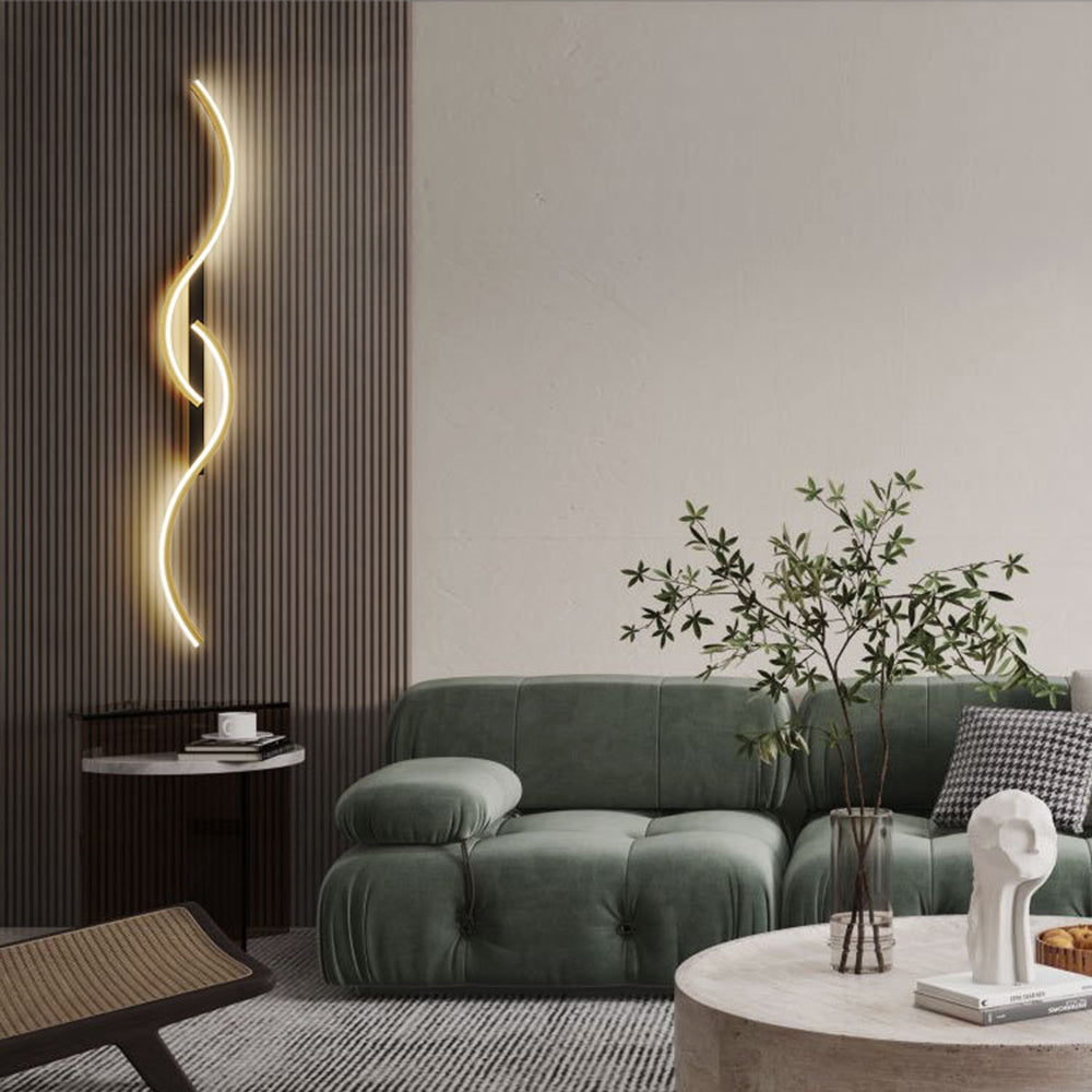 Lumor Applique Murale Vague Design Moderne Noir/Or Salon