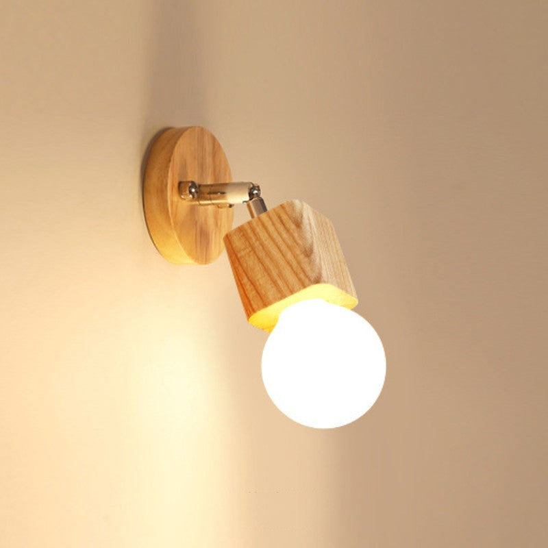 Winna Applique Murale LED Carrée Globe Réglable Naturelle Métal/Bois