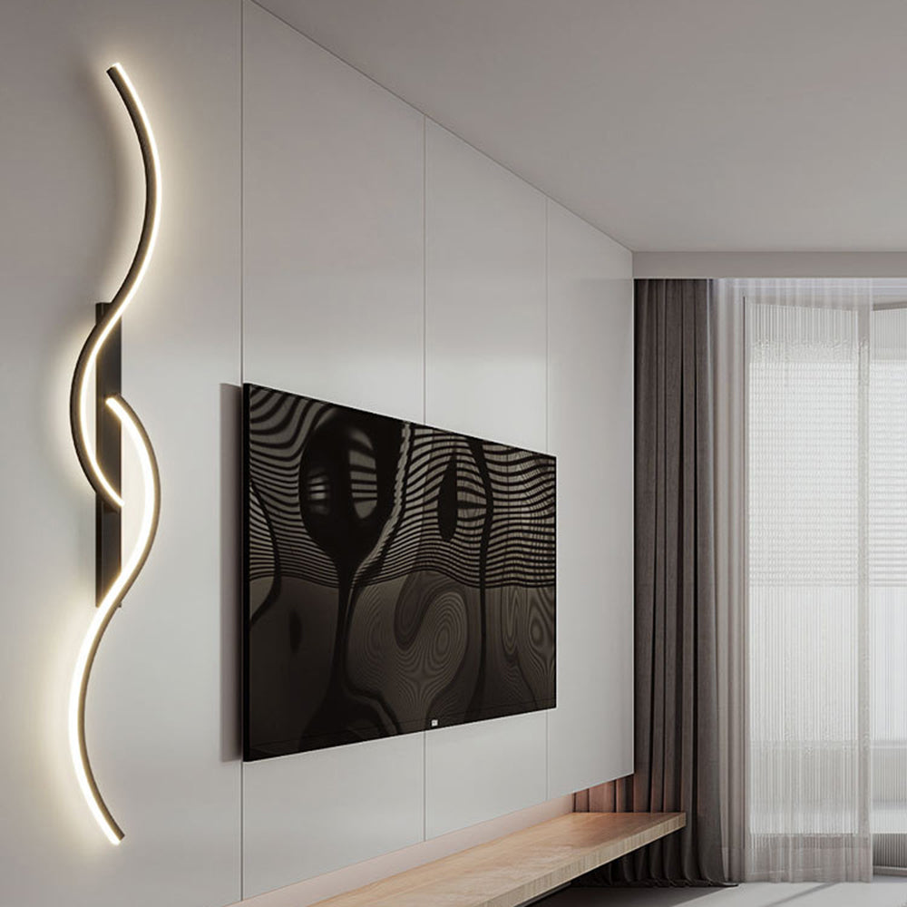 Lumor Applique Murale Vague Design Moderne Noir/Or Salon