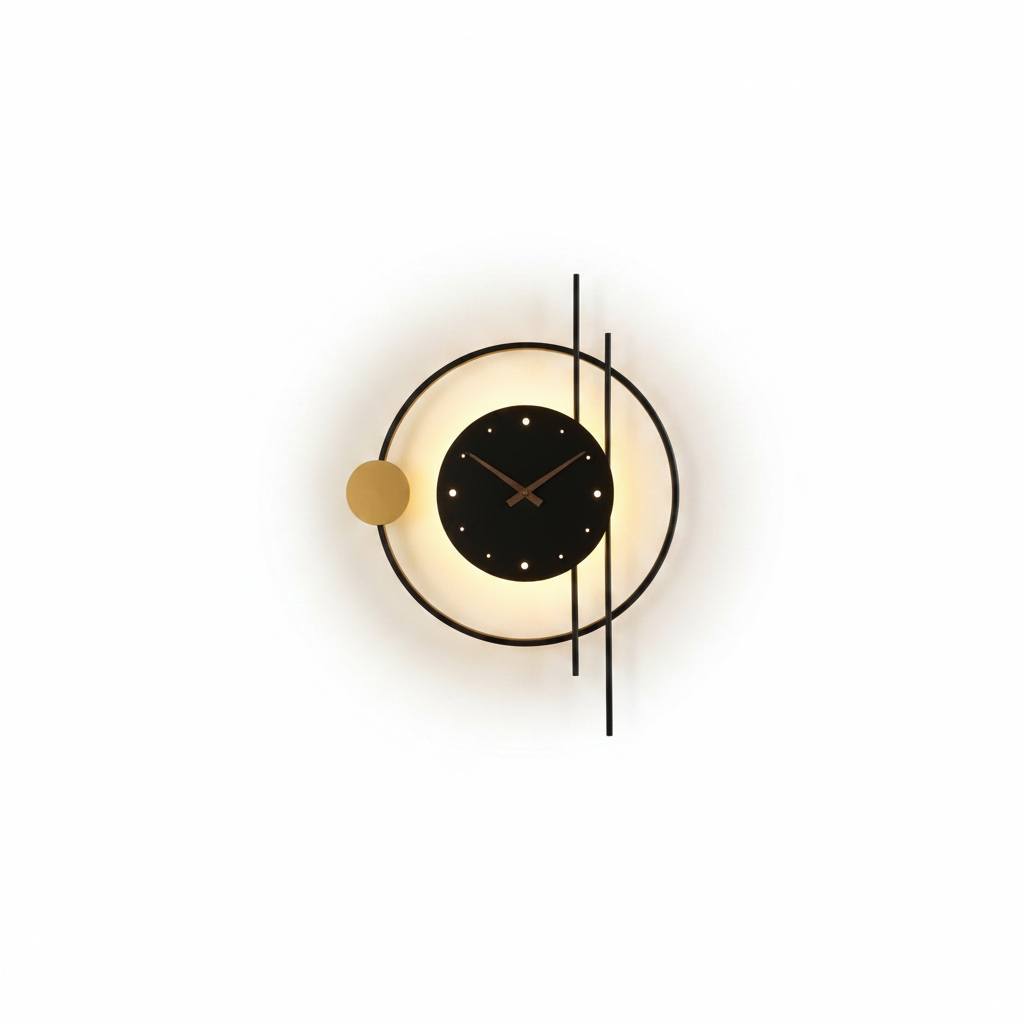 Applique Murale LED SMD Design Moderne Géométrique Noir et Doré