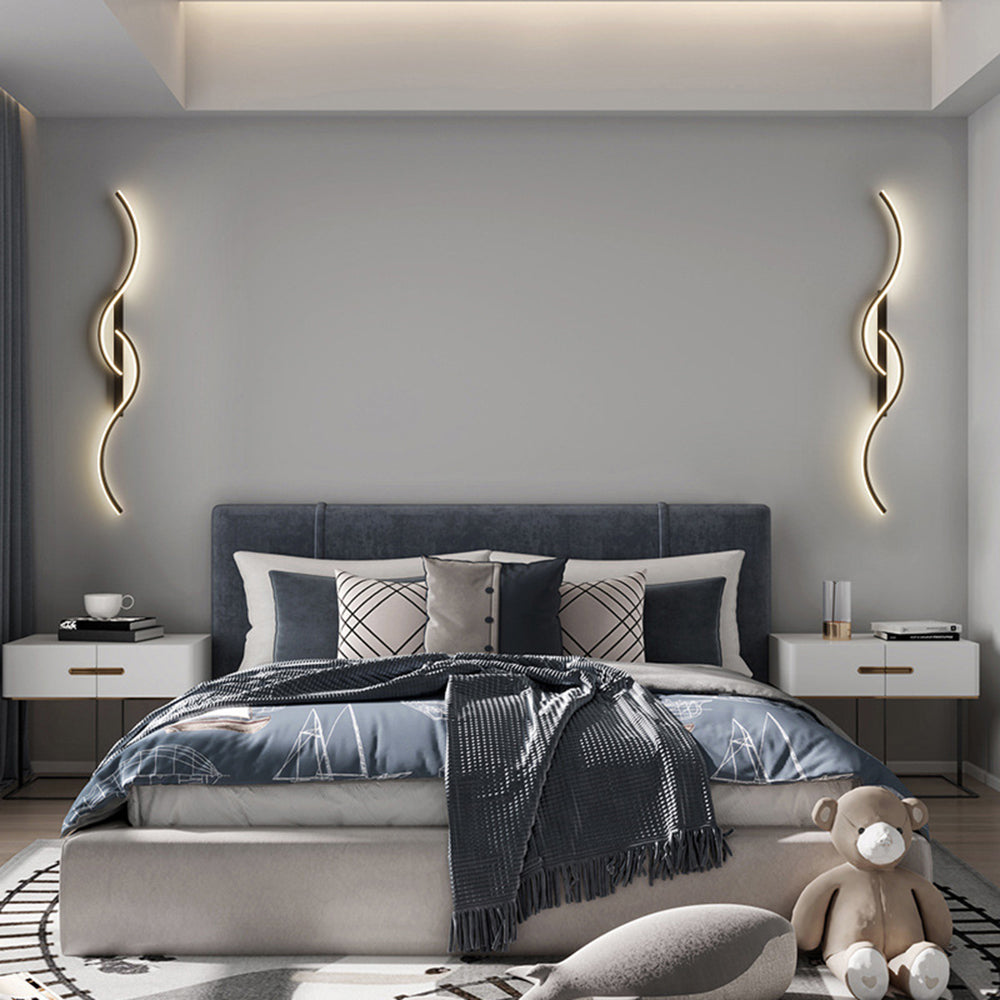 Lumor Applique Murale Vague Design Moderne Noir/Or Salon
