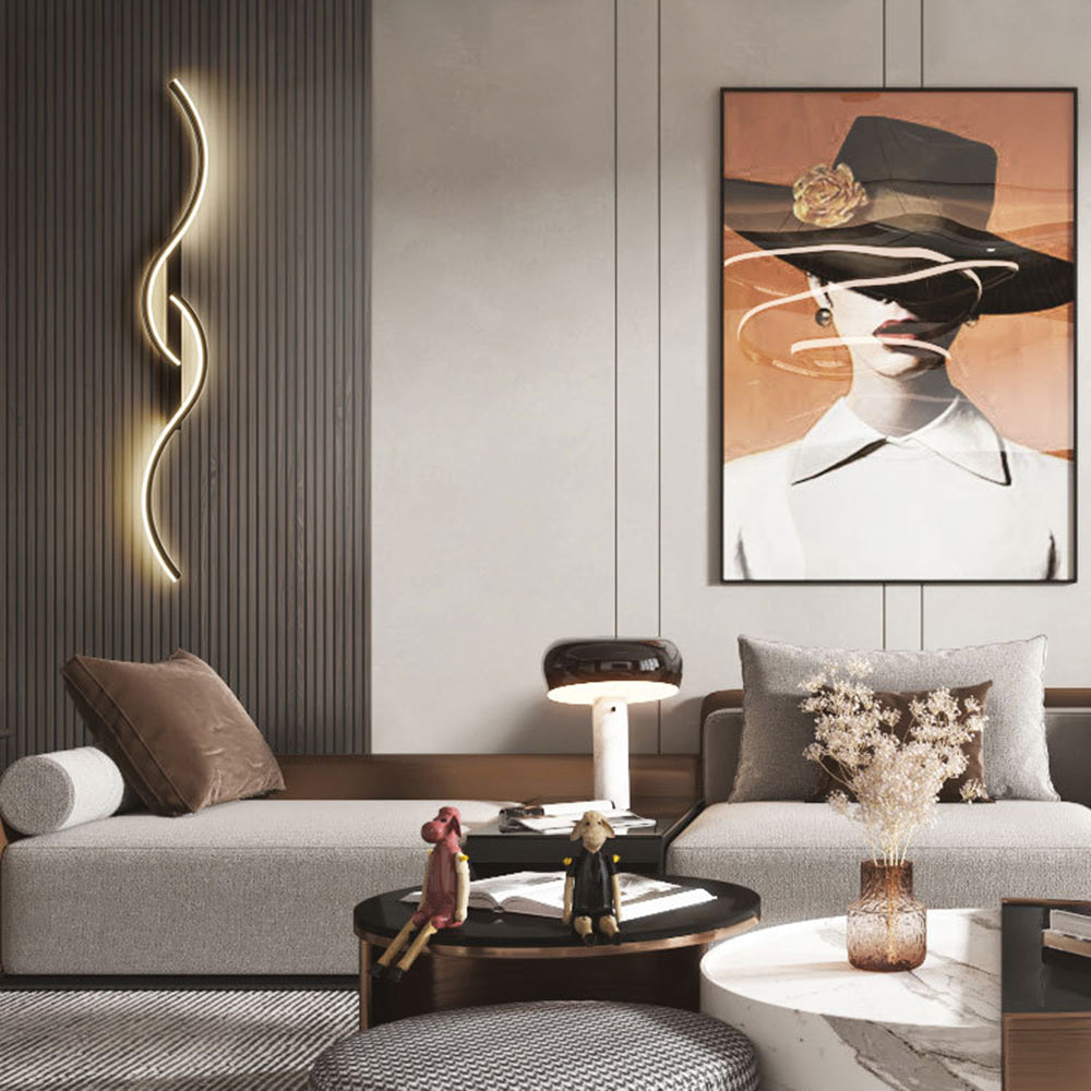 Lumor Applique Murale Vague Design Moderne Noir/Or Salon