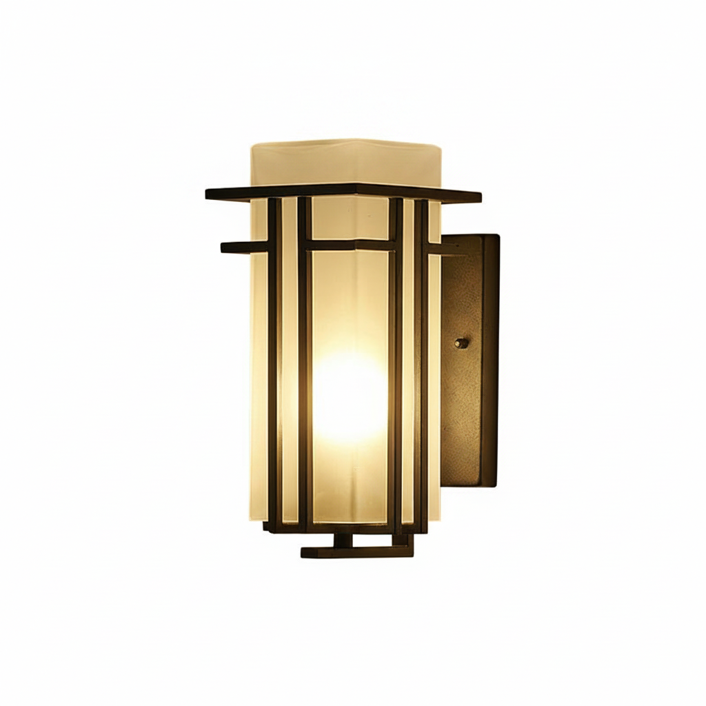 Lampe Murale Extérieure Lanterne Rétro en Fer et Verre Noir