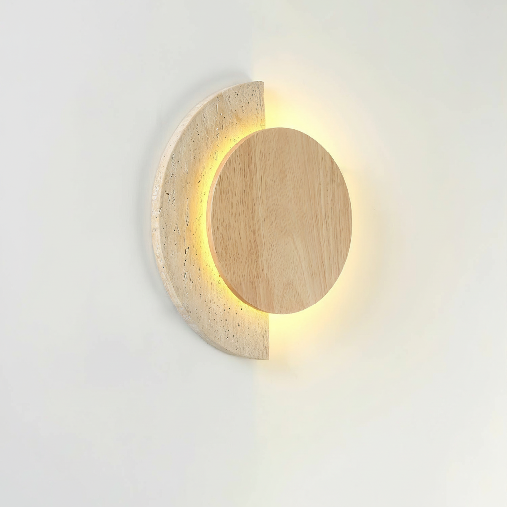 Applique Murale Demi-lune en Travertin Jaune Moderne