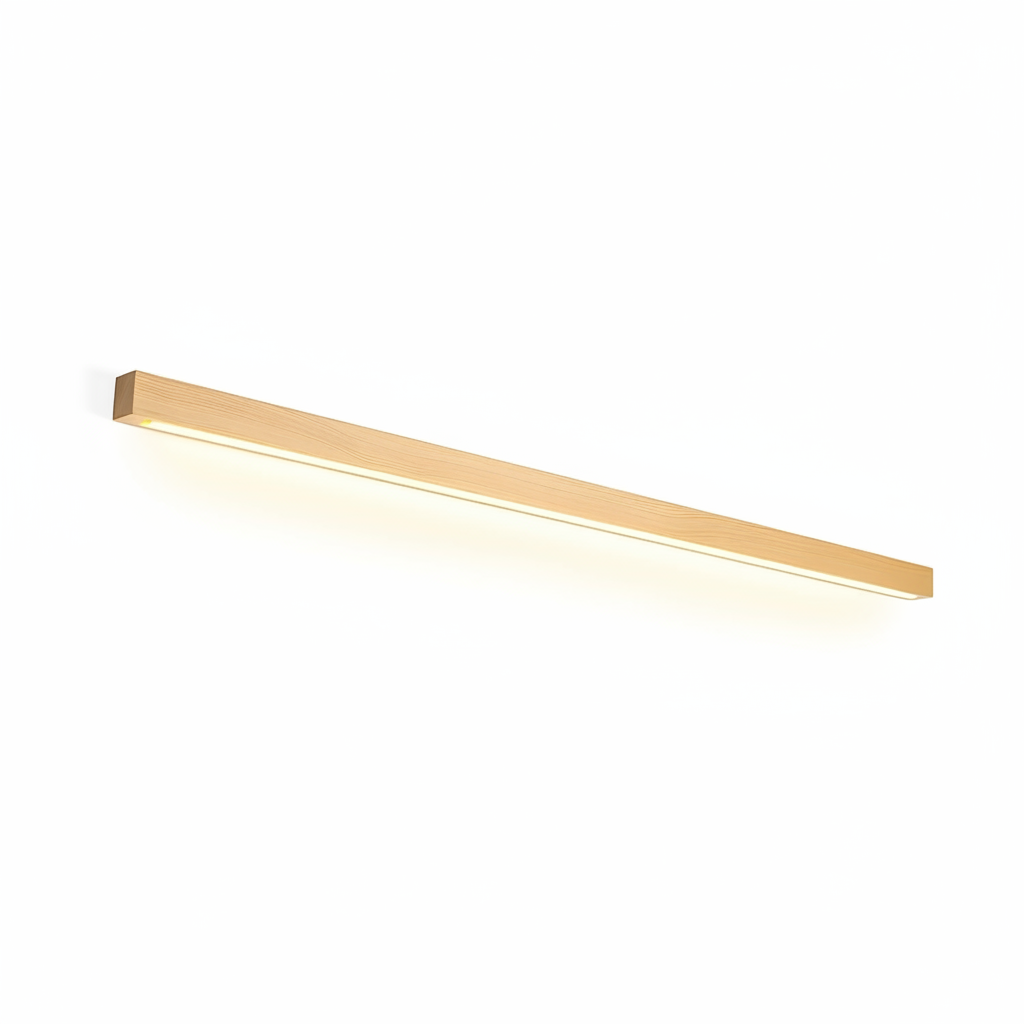 Applique Murale Linéaire LED Intégrée en Bois au Profil Fin, Design Minimaliste