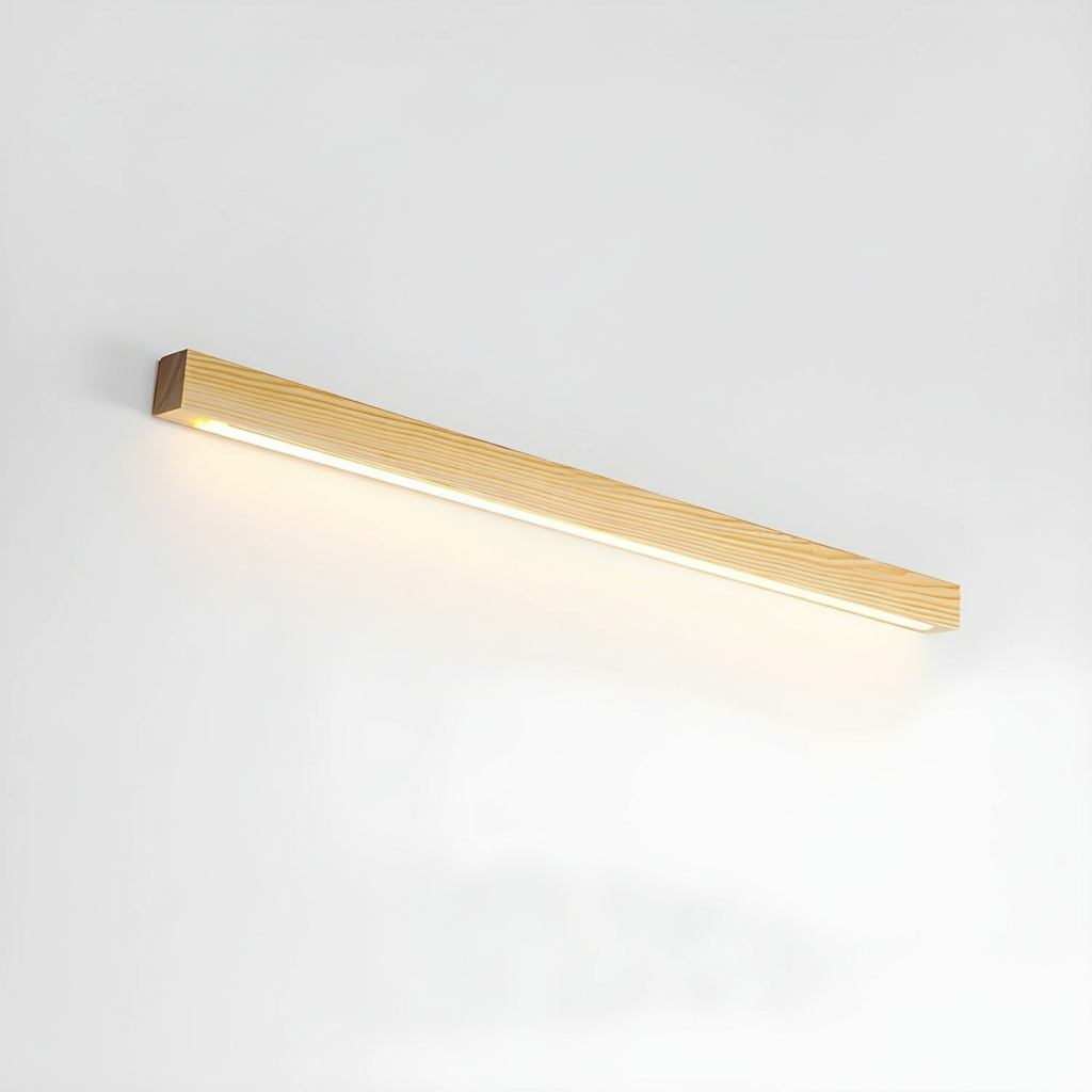 Applique Murale Linéaire LED Intégrée en Bois au Profil Fin, Design Minimaliste
