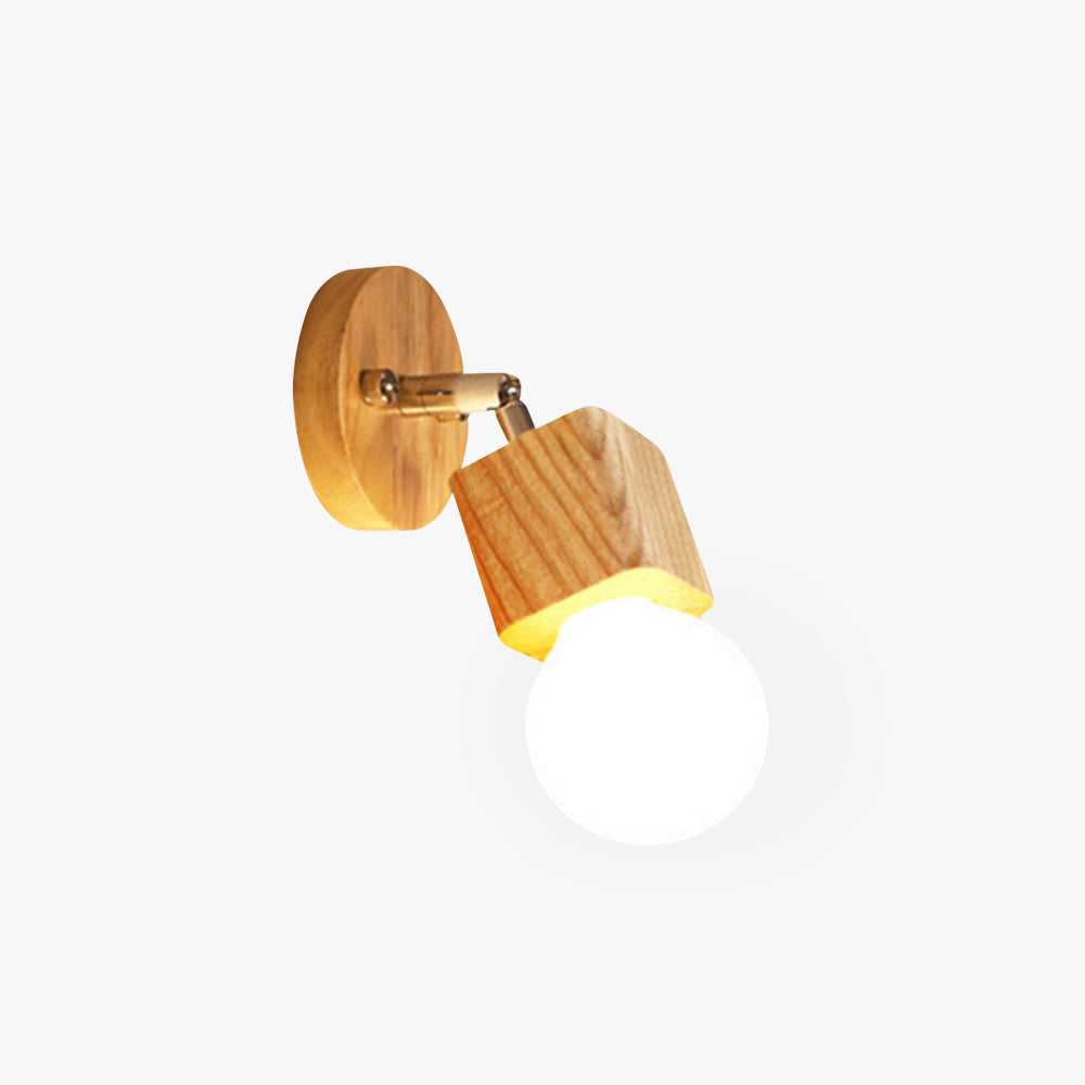 Winna Applique Murale LED Carrée Globe Réglable Naturelle Métal/Bois