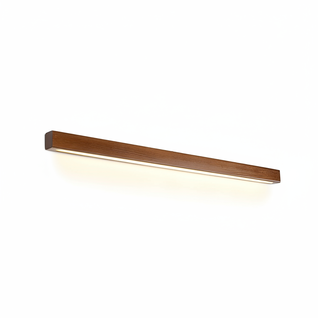 Applique Murale Linéaire LED Intégrée en Bois au Profil Fin, Design Minimaliste