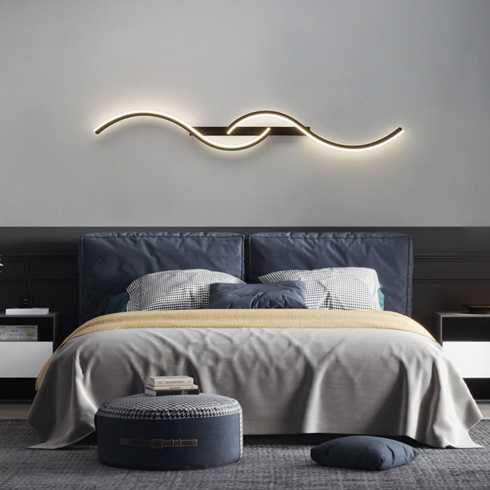 Lumor Applique Murale Vague Design Moderne Noir/Or Salon