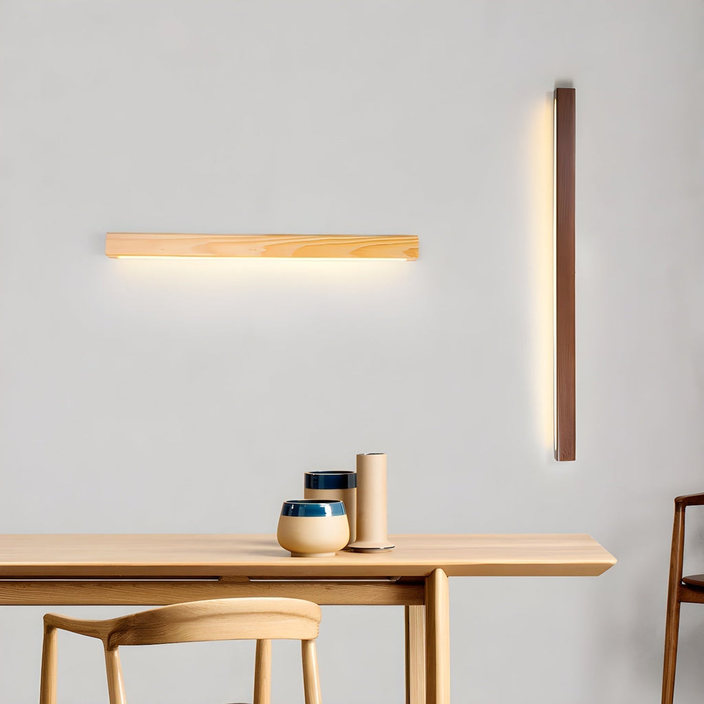 Lustra Applique Murale Linéaire Bois et LED Design Minimaliste