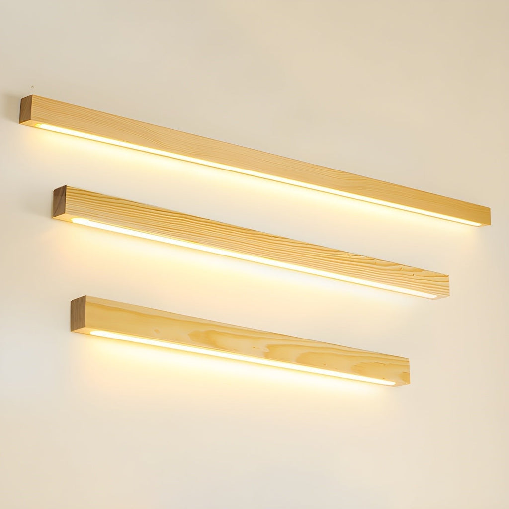 Lustra Applique Murale Linéaire Bois et LED Design Minimaliste