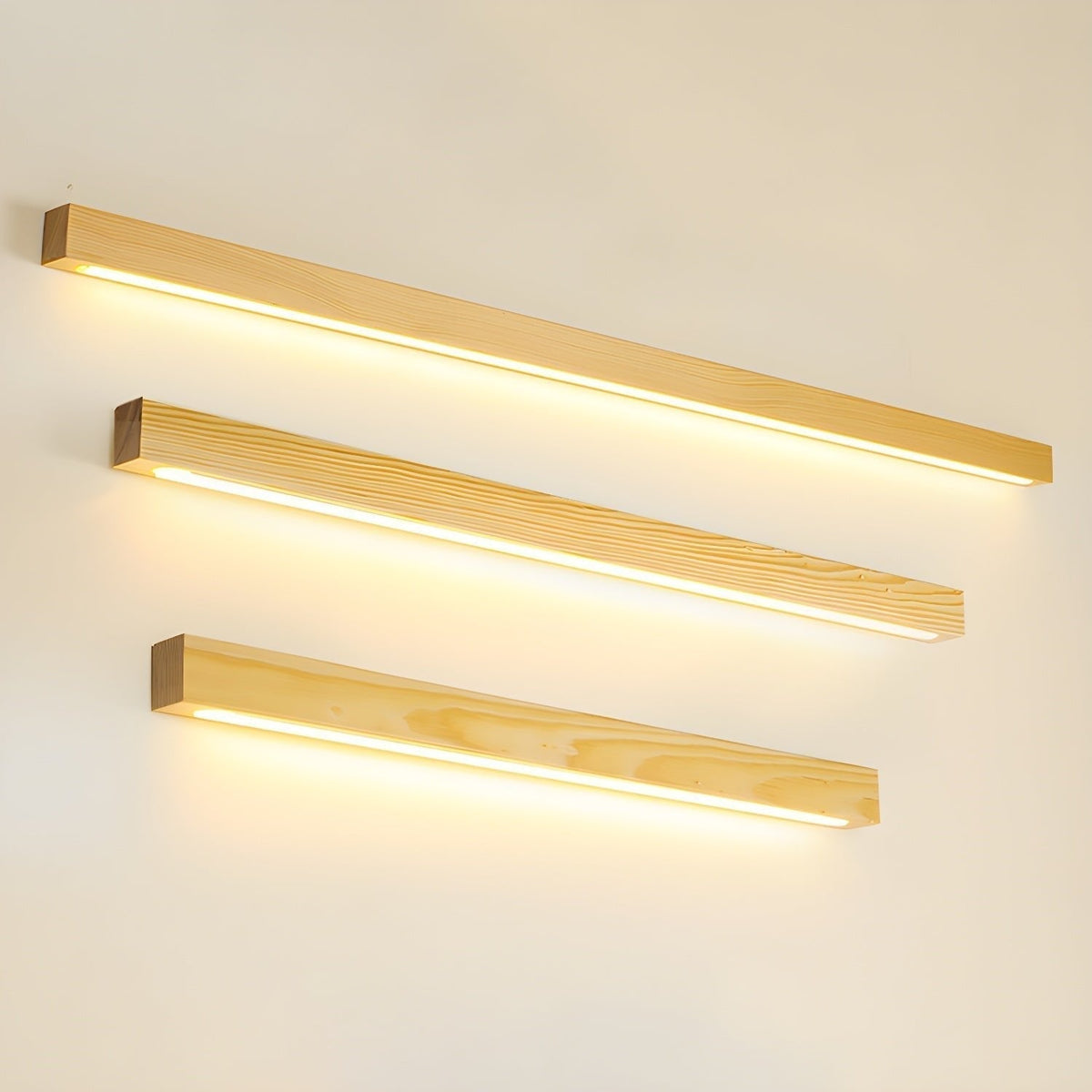 Lustra Applique Murale Linéaire Bois et LED Design Minimaliste