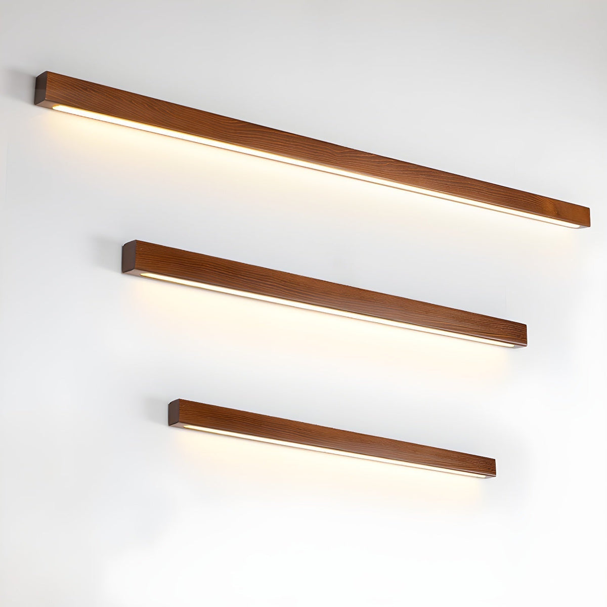 Lustra Applique Murale Linéaire Bois et LED Design Minimaliste