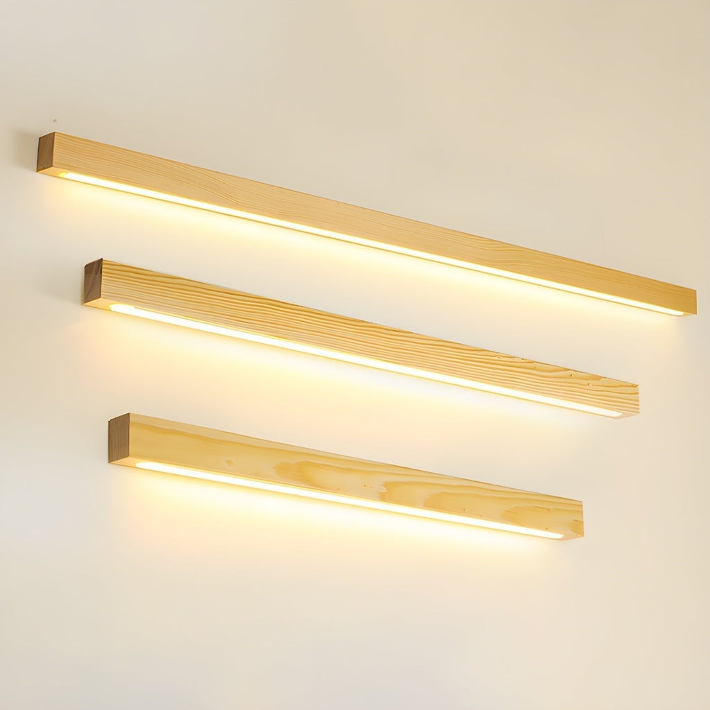 Lustra Applique Murale Linéaire Bois et LED Design Minimaliste
