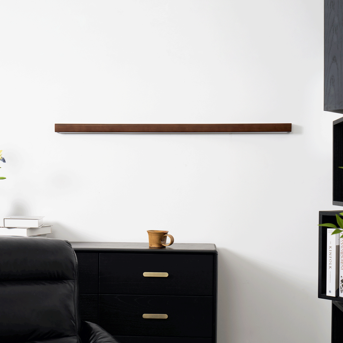 Lustra Applique Murale Linéaire Bois et LED Design Minimaliste