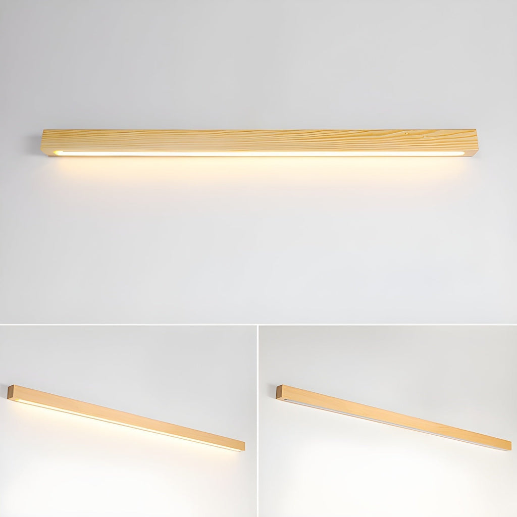Lustra Applique Murale Linéaire Bois et LED Design Minimaliste