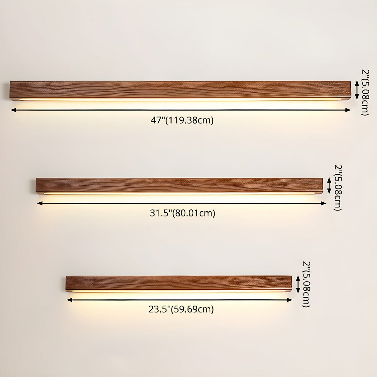 Lustra Applique Murale Linéaire Bois et LED Design Minimaliste