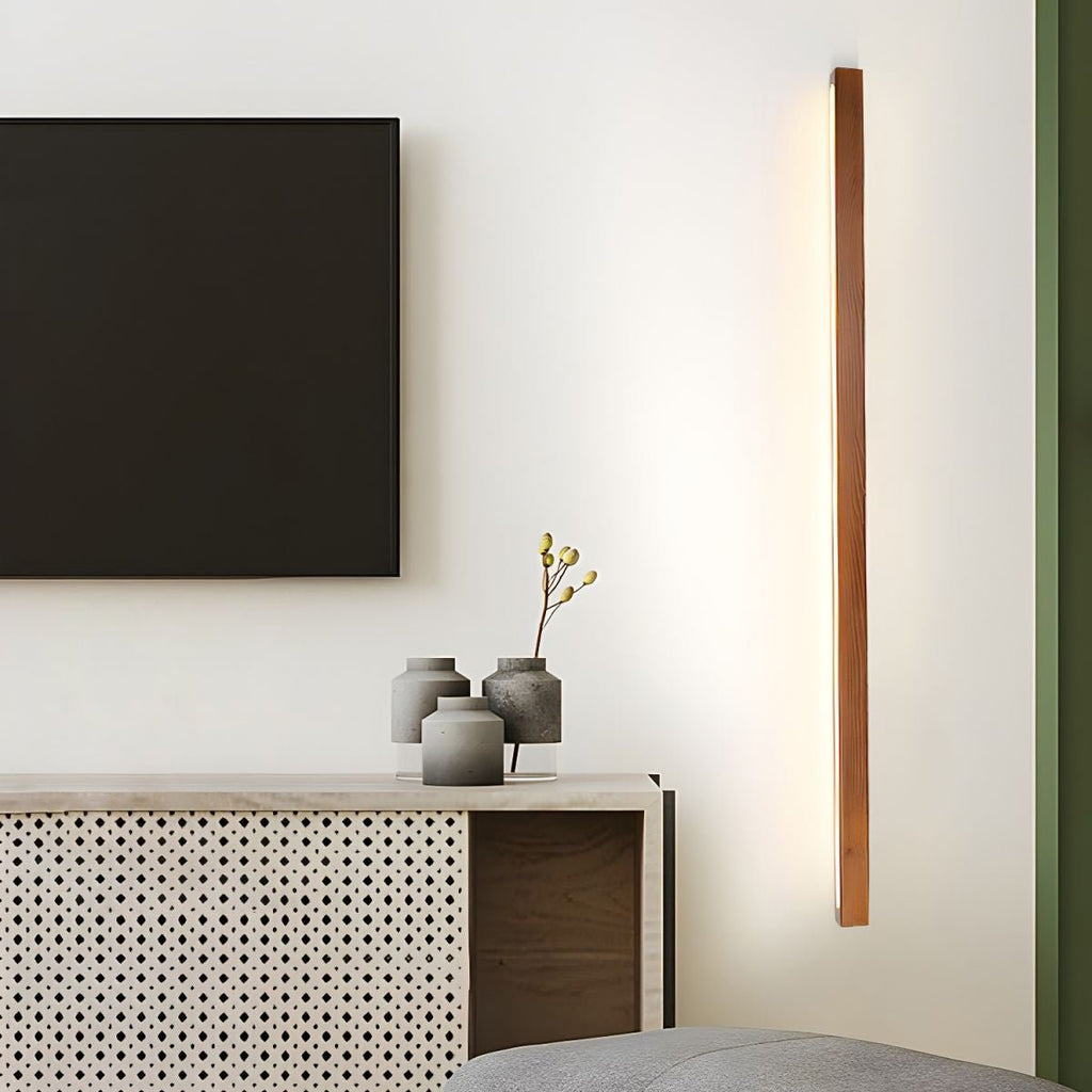 Lustra Applique Murale Linéaire Bois et LED Design Minimaliste
