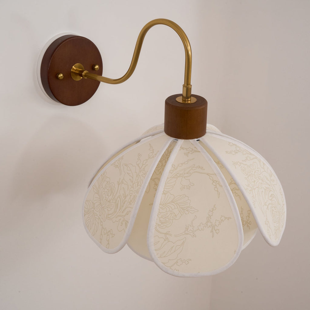 Yuki Applique Murale Florale en Bois et Tissu