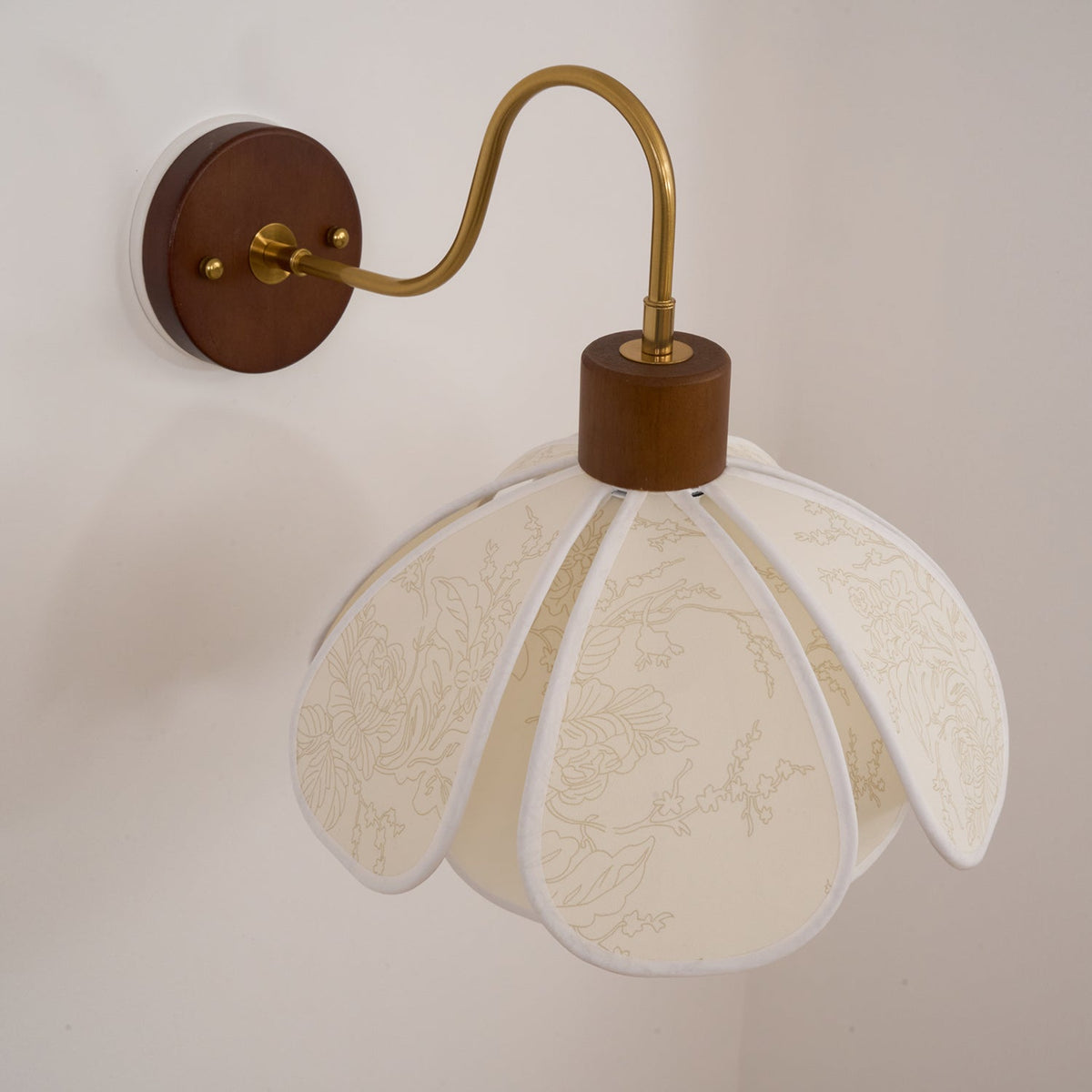 Yuki Applique Murale Florale en Bois et Tissu