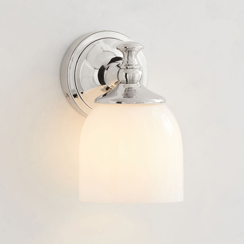 Lumen Sconce Mural Moderne Minimaliste à Bras Courts en Chrome Métal Verre