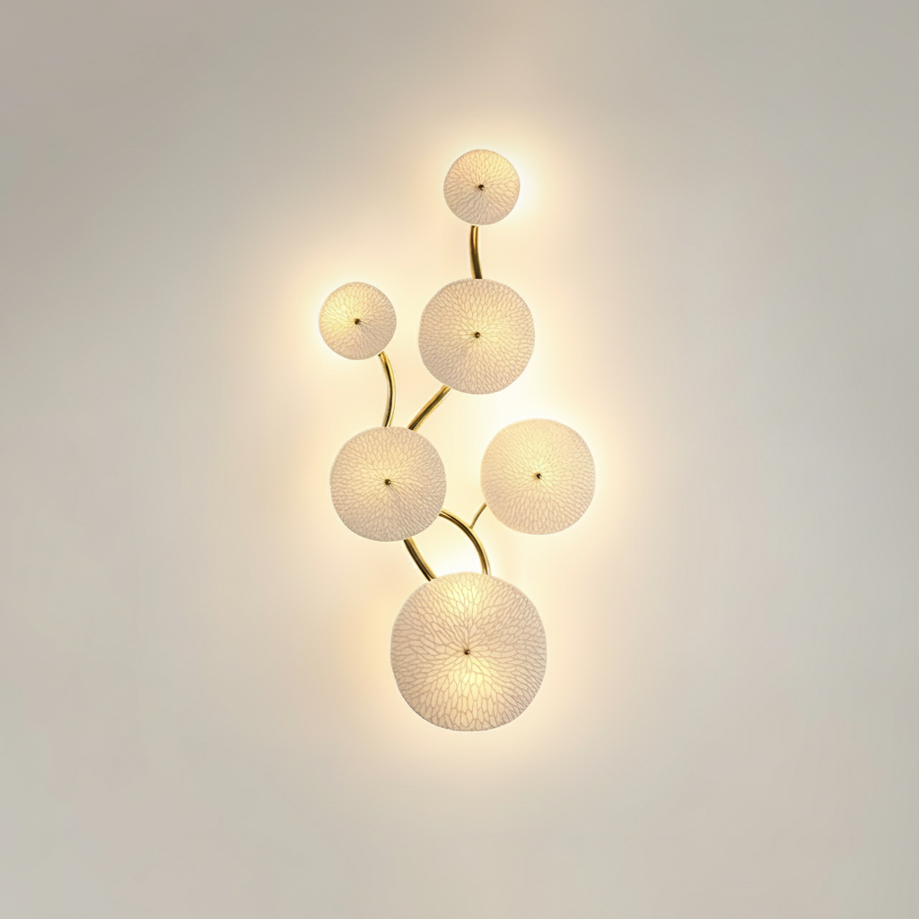 Applique Murale Pétale de Lotus en Verre et Bronze Doré Art Déco