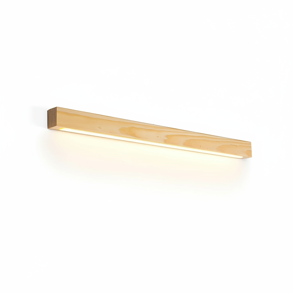 Applique Murale Linéaire LED Intégrée en Bois au Profil Fin, Design Minimaliste