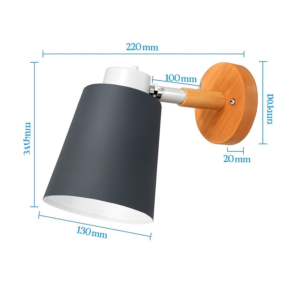 Applique Murale LED Abat-Jour Orientable Bois et Métal - Vue 7