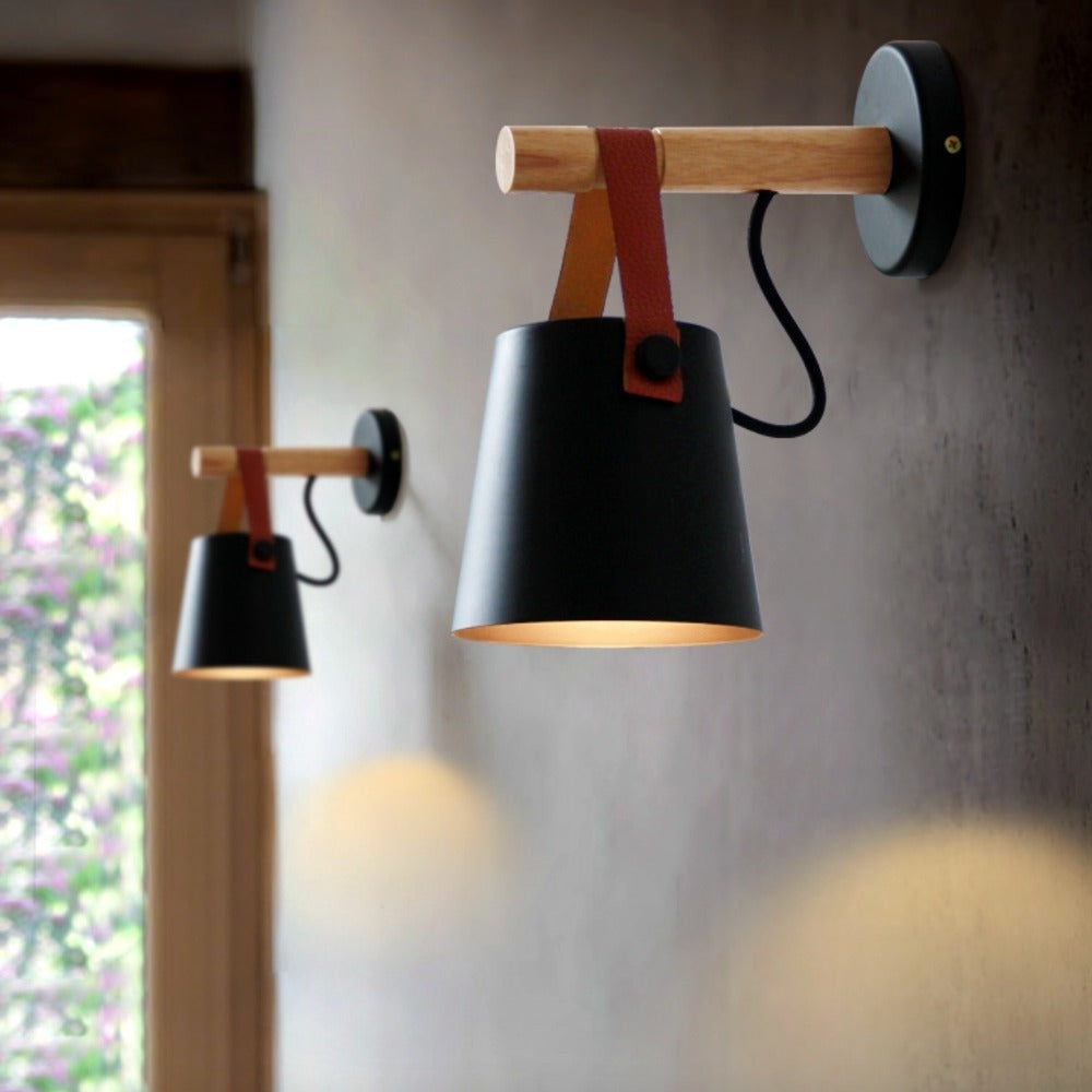 Applique Murale LED Bois Abat-Jour Suspendu - Vue 5