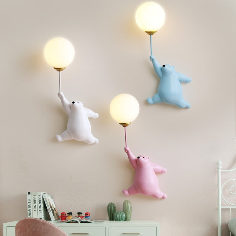 Applique Murale Ours Blanc avec Lumière Sphère - vue detaillee