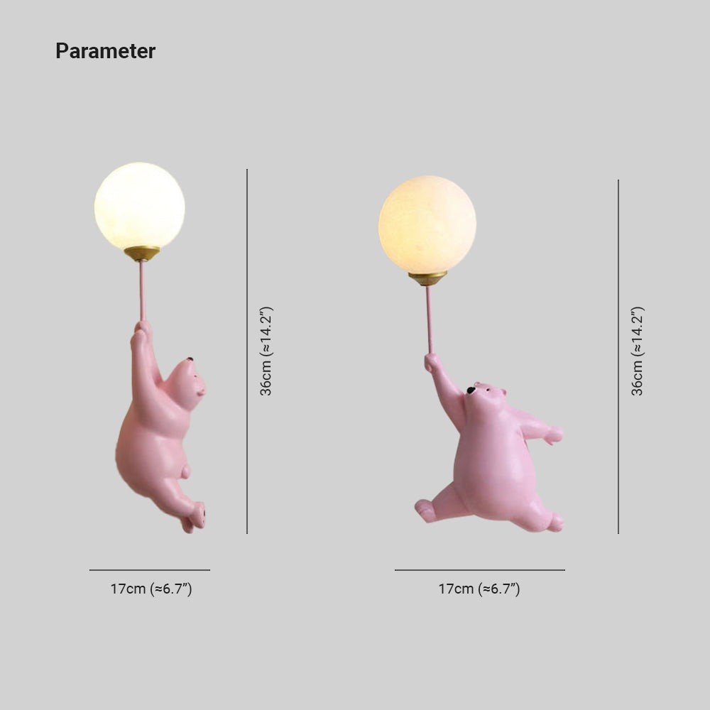 Applique Murale Ours Blanc avec Lumière Sphère - dimensions
