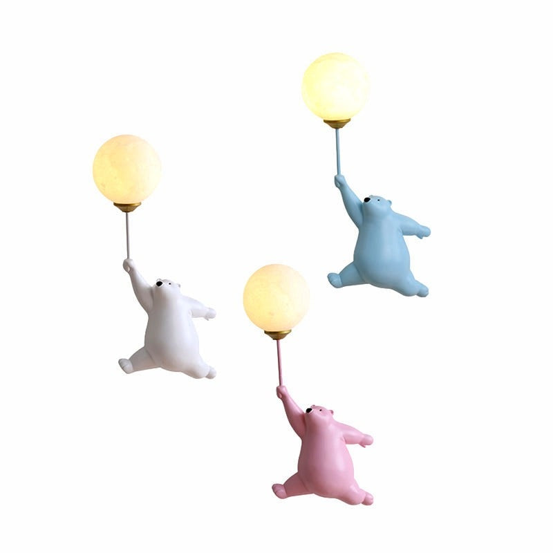 Applique Murale Ours Blanc avec Lumière Sphère - ambiance