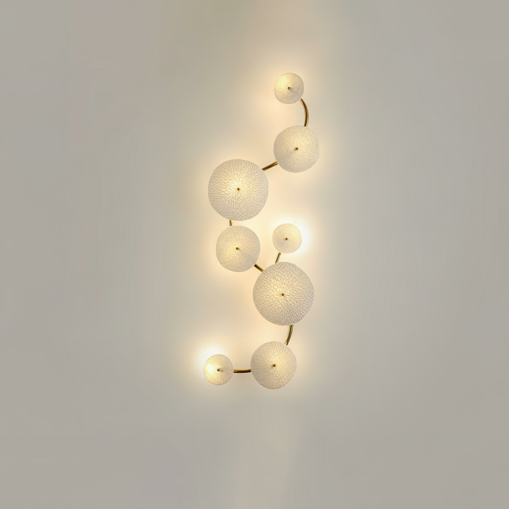 Applique Murale Pétale de Lotus en Verre et Bronze Doré Art Déco
