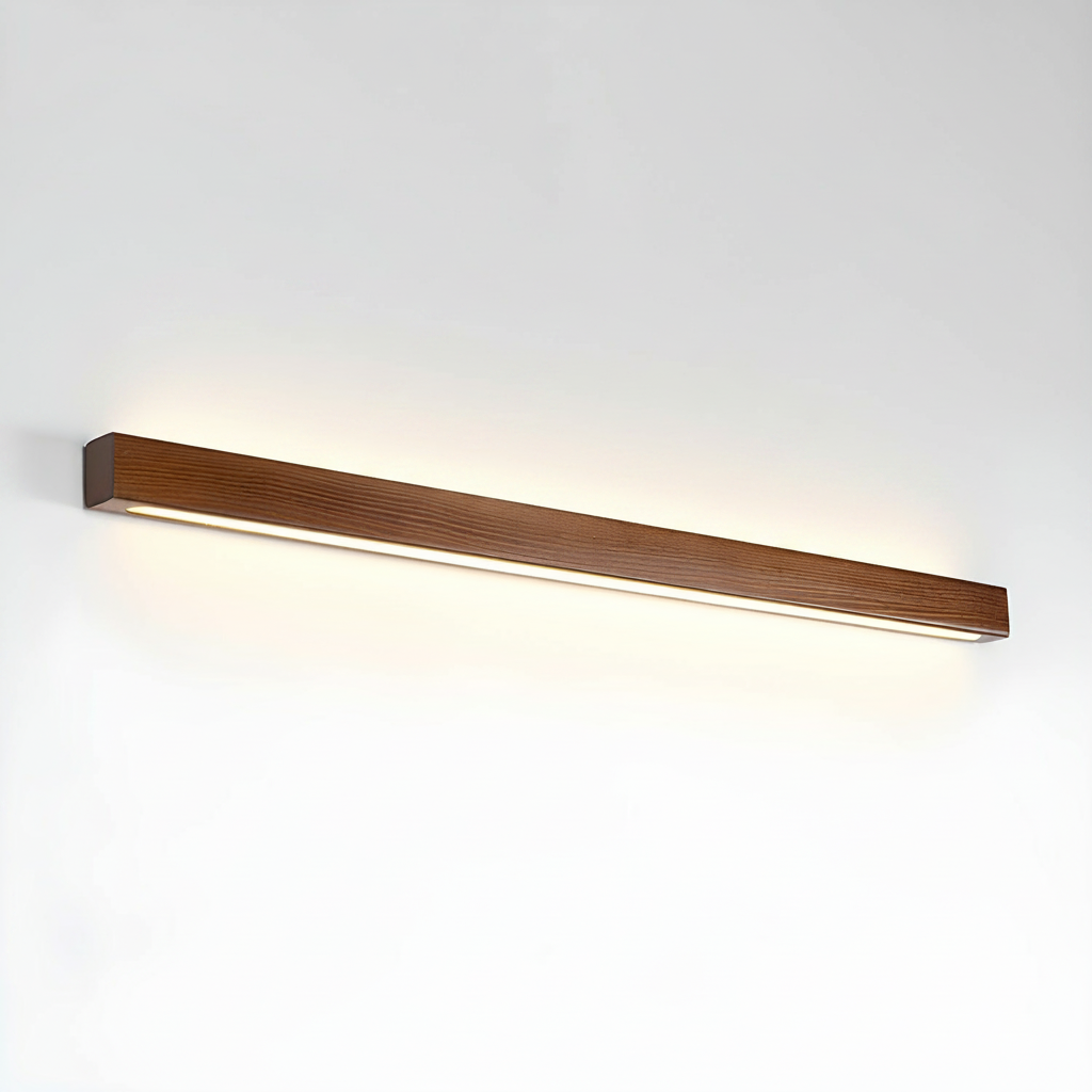Applique Murale Linéaire LED Intégrée en Bois au Profil Fin, Design Minimaliste