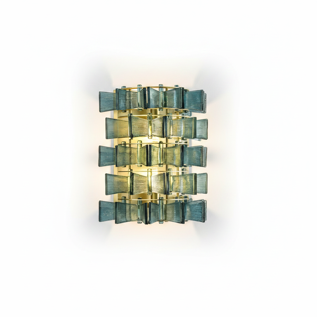 Applique Murale Accent Ruban en Verre Rainuré Bleu