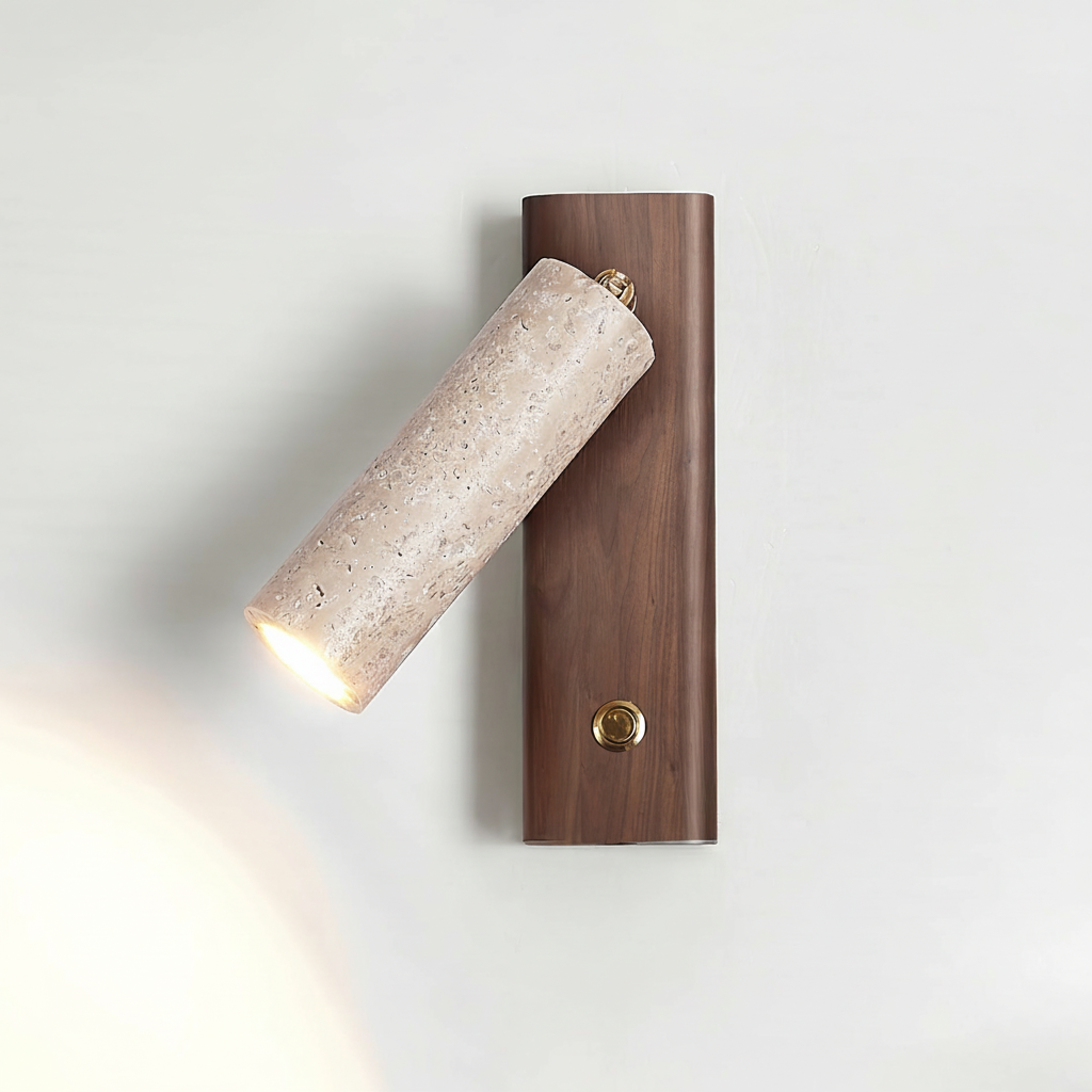 Applique Murale Cylindrique en Travertin Jaune Moderne LED Intégrée