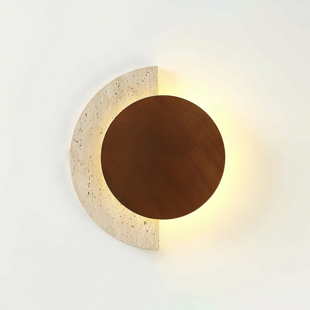 Applique Murale Demi-lune en Travertin Jaune Moderne