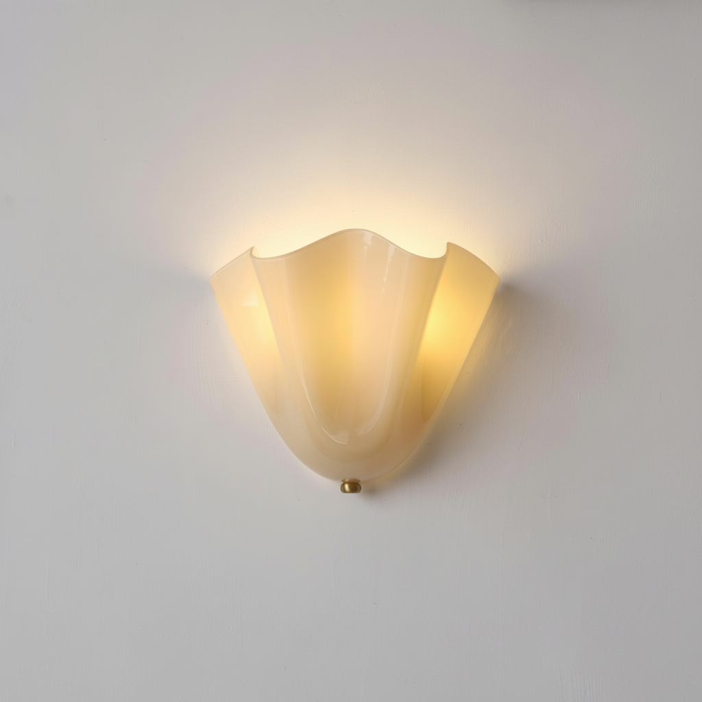 Applique Murale Élégante en Verre Beige et Blanc 2x