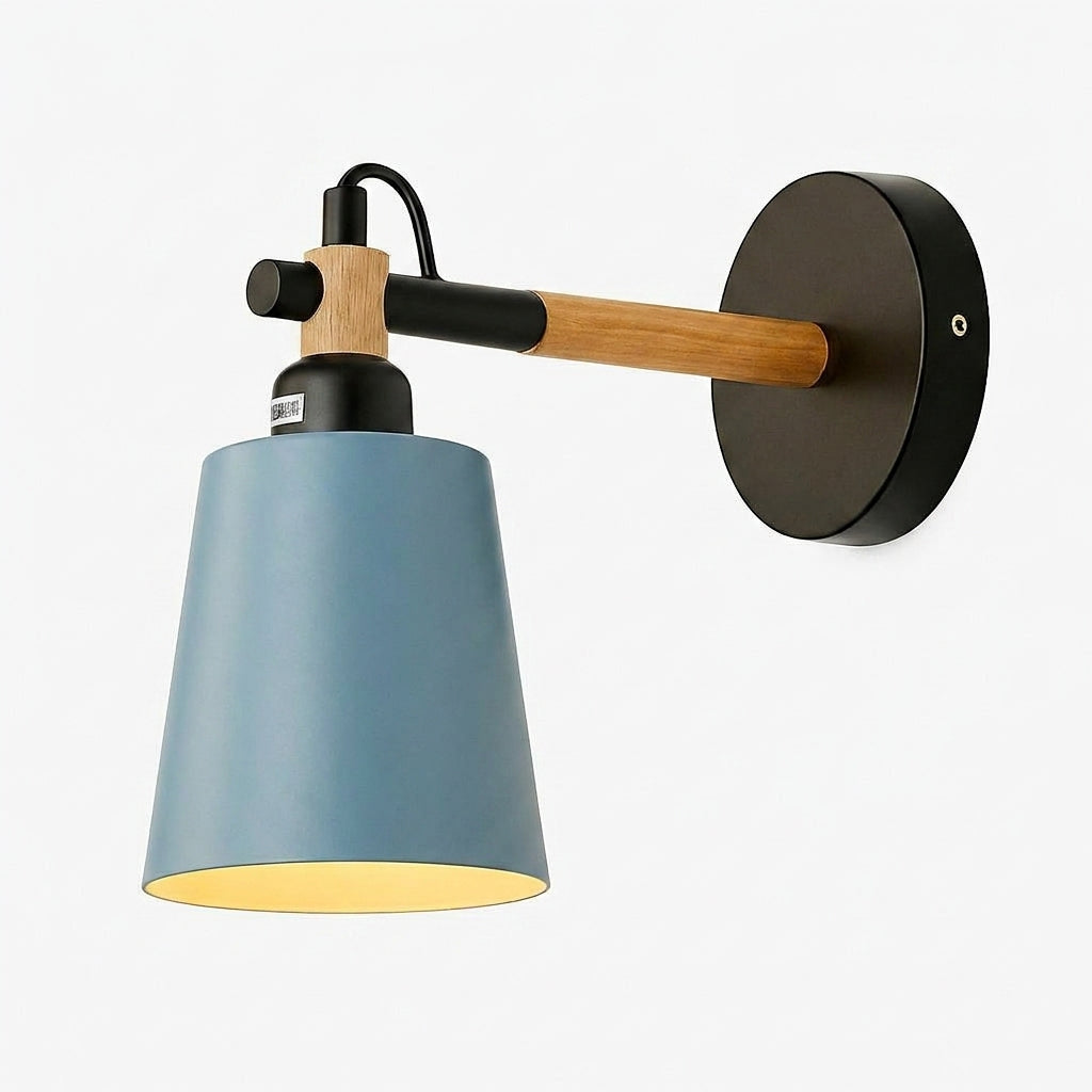 Applique Murale Nordique Bois et Metal LED - Bleu