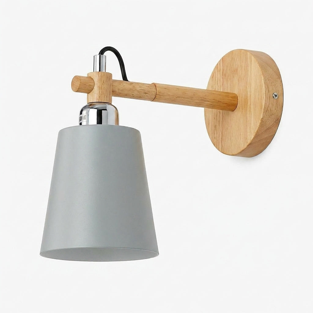 Applique Murale Nordique Bois et Metal LED - Gris