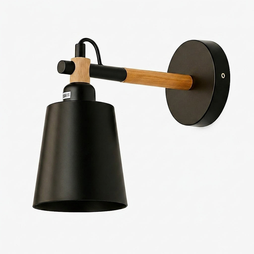 Applique Murale Nordique Bois et Metal LED - Noir