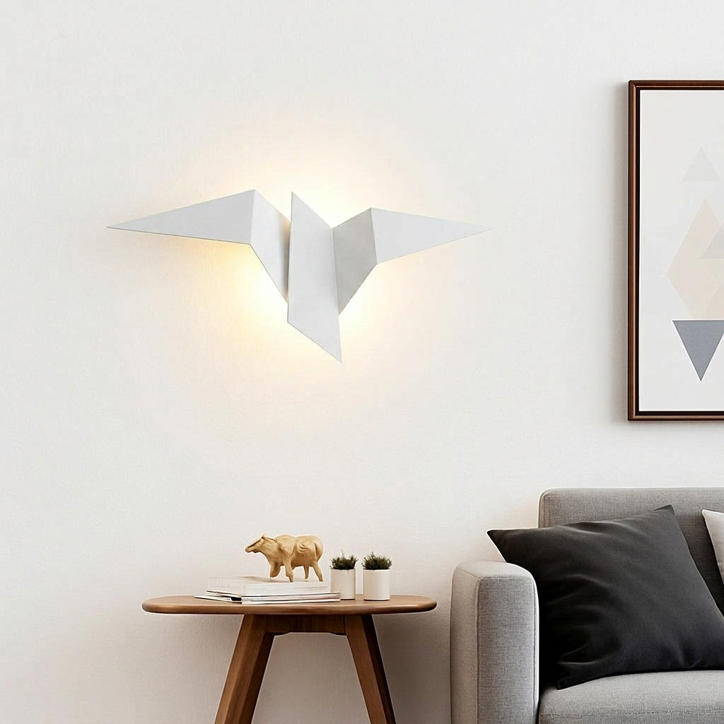 Applique Murale Oiseau Origami LED - Blanc Salon